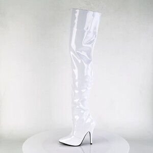 COPY - Size 9  NEW Seduce 3010 White Patent Thigh High Boots 5" Stiletto Heels